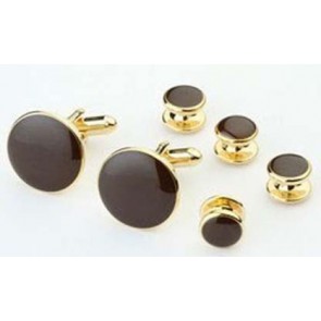 Cufflinks and Studs Set Gold Finish in Many Colors to Match Prom and Brides Maid Dresses