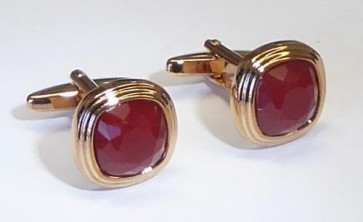 Three Tier Rose Gold With Ruby Stone Cufflinks