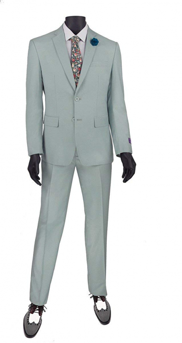 Mint Slim Fit two Button Notch Lapel Mens Suit -Prom-Weddings