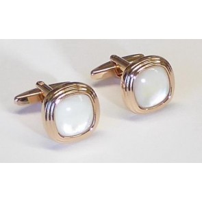 Three Tier Rose Gold With Mother of Pearl Stone Cufflinks