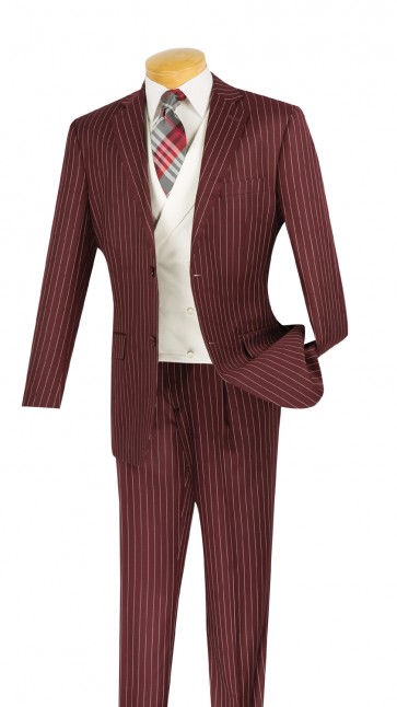 Church Suit Gangster Stripe  Three Piece Single Breasted Notch Lapel Prom Suit
