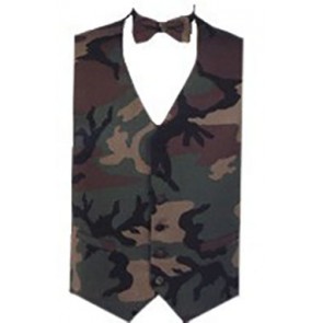 Camouflage Tuxedo Vest and Matching Bowtie