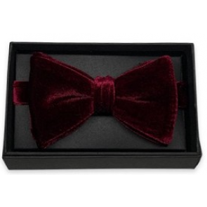 Mens Burgundy Velvet Pre-tied Bowties