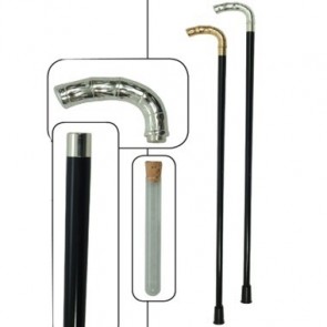 Silver Walking Stick Liquor Bottle Cane With Bamboo Handle