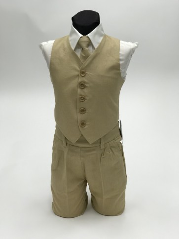 Boys Linen Vest Set 4-Piece Vest Set with Pants Shirt and Tie All Colors- Summer Wear- LInen