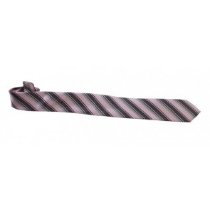 Pink Black and Silver Stripe Skinny Necktie