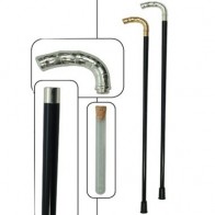 Silver Walking Stick Liquor Bottle Cane With Bamboo Handle 