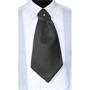 Satin Black Pre Tied Cravat Ascot