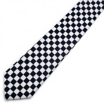 Black & White Checkered Mens Selftie Necktie