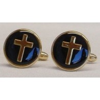 Cufflinks Religious Gold Cross Black Gold Cuff Links