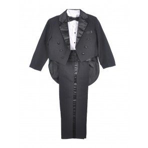 Boys Black Tails Tuxedo Ring Bearer 6 month- Boys 20