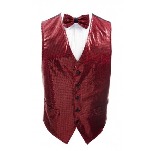 Sequin Vest and Matching Bow Tie Vest All Colors -Mardi Gras
