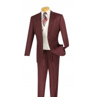 Church Suit Gangster Stripe  Three Piece Single Breasted Notch Lapel Prom Suit