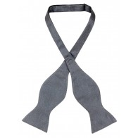 Mens Paisley Satin Self tie Bowtie Charcoal Grey 