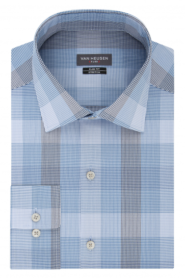 Van Heusen Slim Fit Dress Shirt TEK Stretch Wrinkle Free Broadcloth Print- High End Shirt