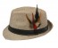 Fedora Hat  LIGHT COFFEE Black Banded with Feather