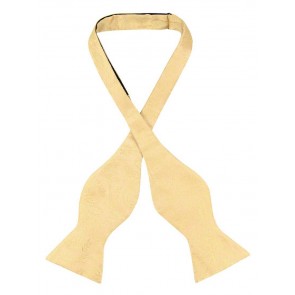 Mens Paisley Satin Self tie Bowtie Gold