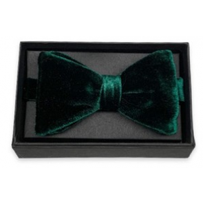 Mens Hunter Green VELVET Pre-tied Bowtie- Holiday Bowtie