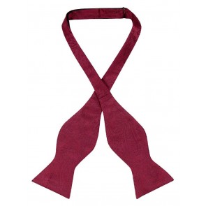 Mens Paisley Satin Self tie Bowtie Maroon Burgundy
