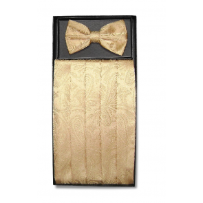 Mens Gold Paisley Pattern Cummerbund and Pre-tied Bowtie Set ONLY with Self tie Bowtie Optional