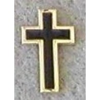 Tie Tack Religious Silver Tie Pin Cross on Black Enamel