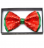Mens Red and Green Sequin Pre-Tied Bow Tie- Mardi Gras- Holiday
