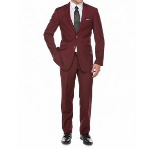 Slim Fit Burgundy Suit Notch Lapel in Wine Burgundy Color- Prom-Homecoming