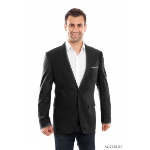 Mens Black Linen Sports Coat Peak Lapel- Coat Only