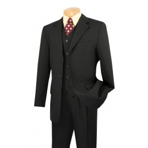 Budget Collection Three-Piece Single-Breasted Suit Black