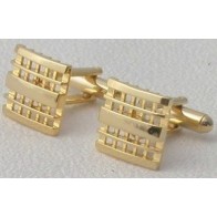 Cufflinks Waffle Design Gold Cuff Links
