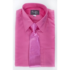 Boys Shirt and Shiny Necktie Set All Colors