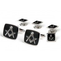 Cufflinks Studs Masonic Stylized Protractor Formal Set