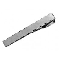 Tie Bar Brushed Face Scalloped Edge Gun Metal Finish