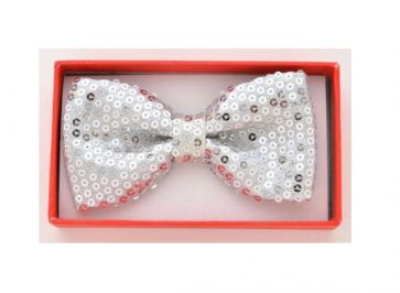 Kids Silver Sequin Pre-Tied Bow Tie- Boys-Girls