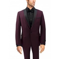 Tuxedo Burgundy High Fashion Framed Peak Lapel Satin