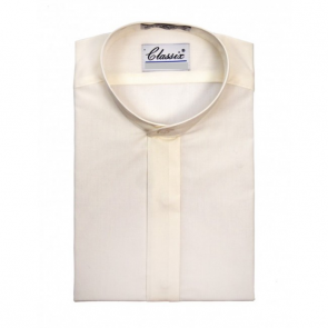 Boys NON PLEATED Tuxedo Shirt Mandarin Collar Ivory