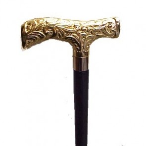Walking Stick Gold Ornate Design Derby Handle Cane