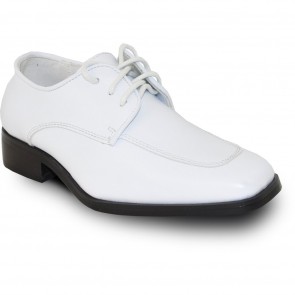 Boys White Matte Lace Up Dress Shoes