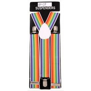 Striped Multi-Color Clip Mens Suspenders
