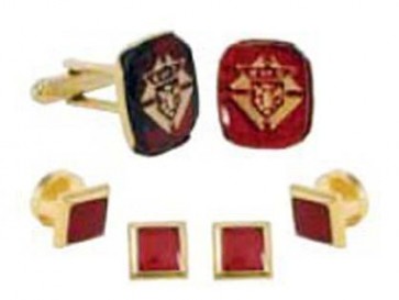 Knights of Columbus Insignia Cufflinks and Ruby Studs