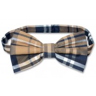 Mens brown Tartan Plaid Pre Tied Bow Tie