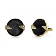 Crystal Black Enamel Cuff Links
