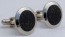 Cufflinks Black Diamond Dust Wide Rim Silver Cuff Links