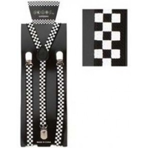 Black and White Checkered Thin Suspenders