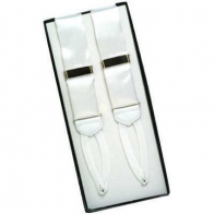 White Ike Behar Silk Button Suspenders with Braided Ends