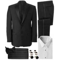 Mens Tuxedo Package with any Color Cummerbund and Bow Tie