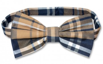 Mens brown Tartan Plaid Pre Tied Bow Tie