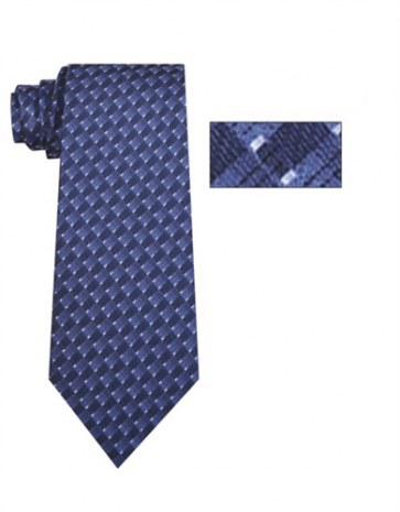 Mens Blue and Navy Striped Pattern Skinny Necktie with Matching Pocket Square