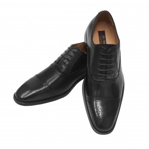 Leather Oxford Dress Shoe with Toe Cap Design by La Milano