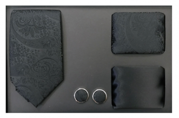 Mens Black Paisley 4-Piece Gift Set- Holiday Gift